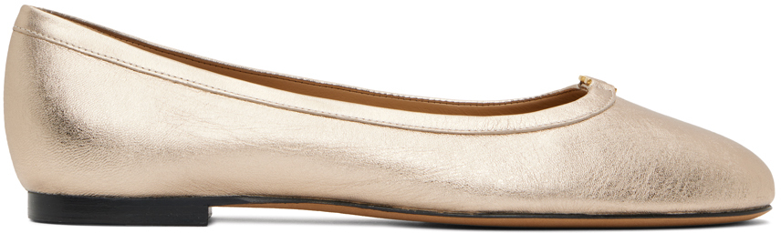 【関税&送料込】Chloe llic Gold Ballerina Gold Marcie Ballerina Flats by Chloé on Sale