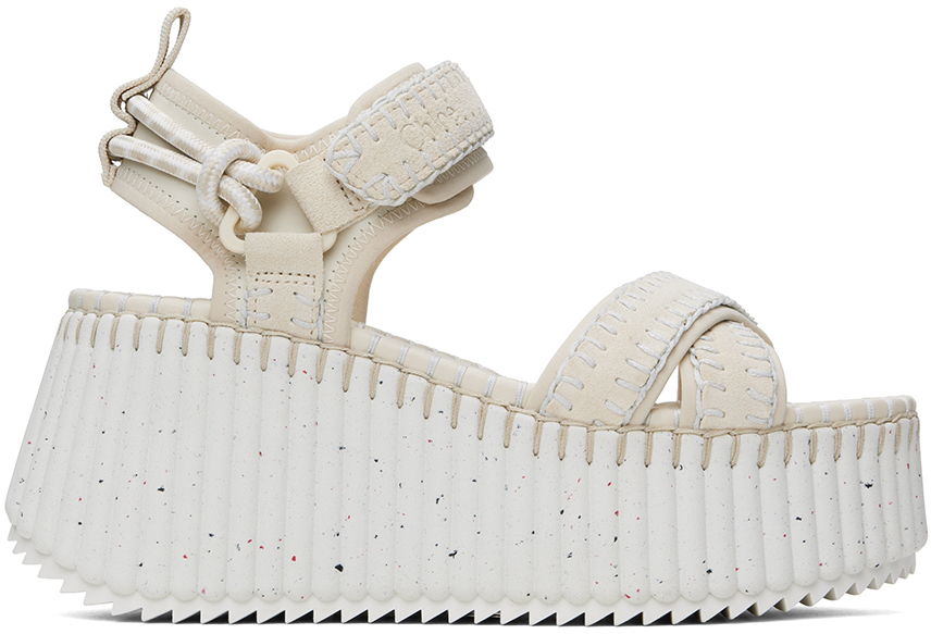 Shop Chloé White Nama Platform Sandals In 101 White