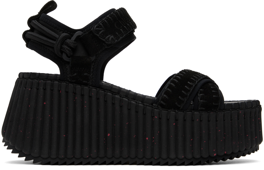 Chloé Black Nama Sandals In 001 Black
