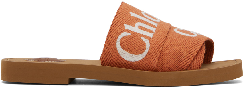 Chloé Orange Woody Sandals In 848 Tawny Orange