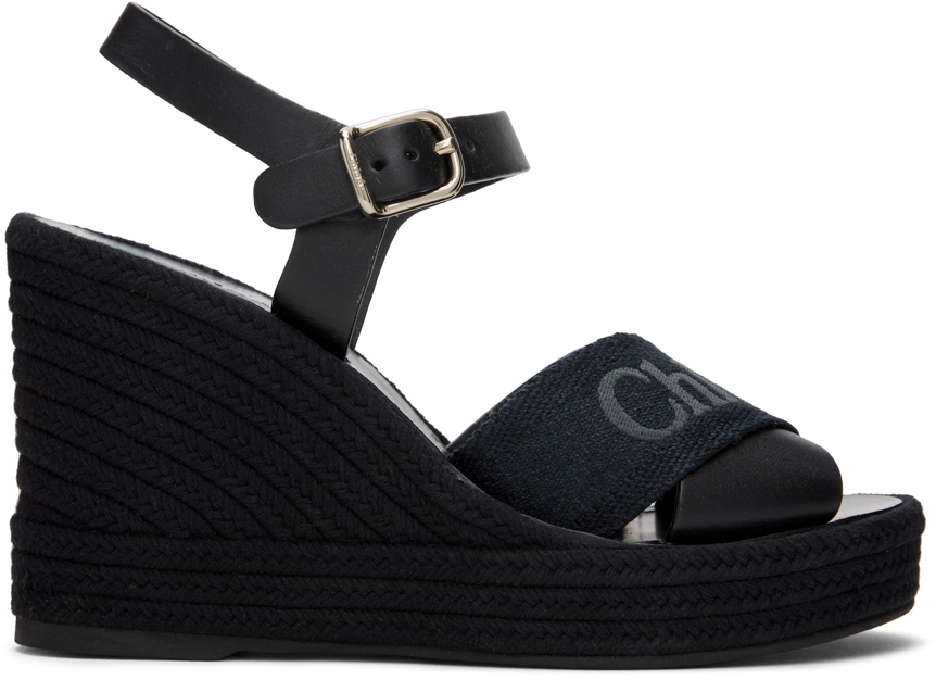 Chloé Black Piia Wedge Heeled Sandals
