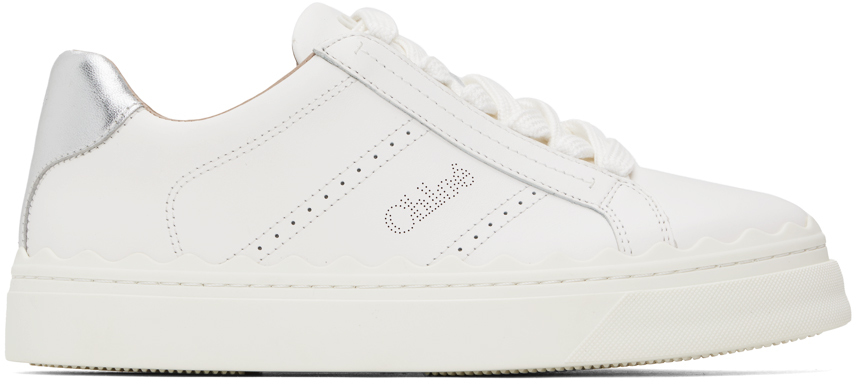 Shop Chloé White Lauren Sneakers In 9dl Silver