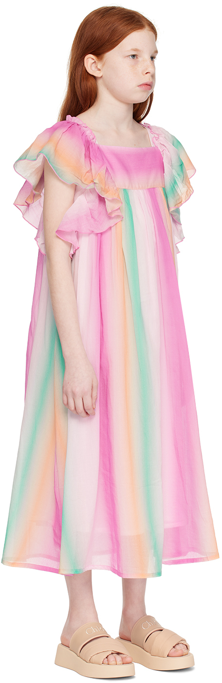 Chloé Kids Multicolour Ruffled Dress In Z41 Multi