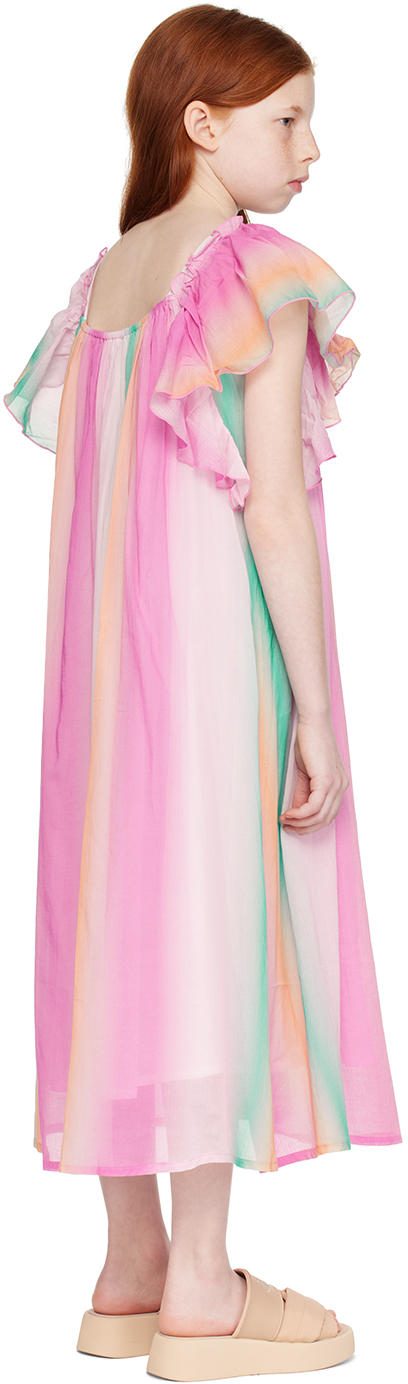 Chloé Kids Multicolour Ruffled Dress In Z41 Multi
