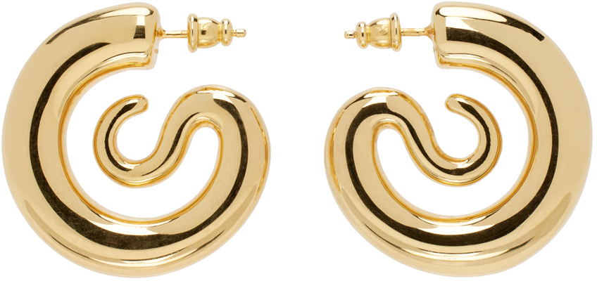 Panconesi Gold Small Serpent Hoop Earrings In Copper Gold