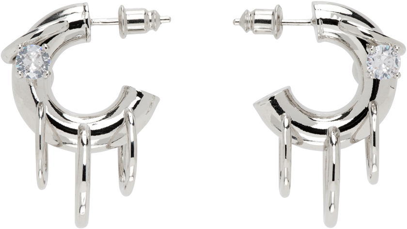 Panconesi Silver Pierced Hoop Earrings In Brass Silver