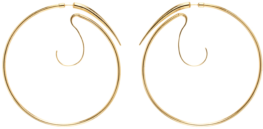 Shop Panconesi Gold Spina Upside Down Xl Hoop Earrings In Brass Gold