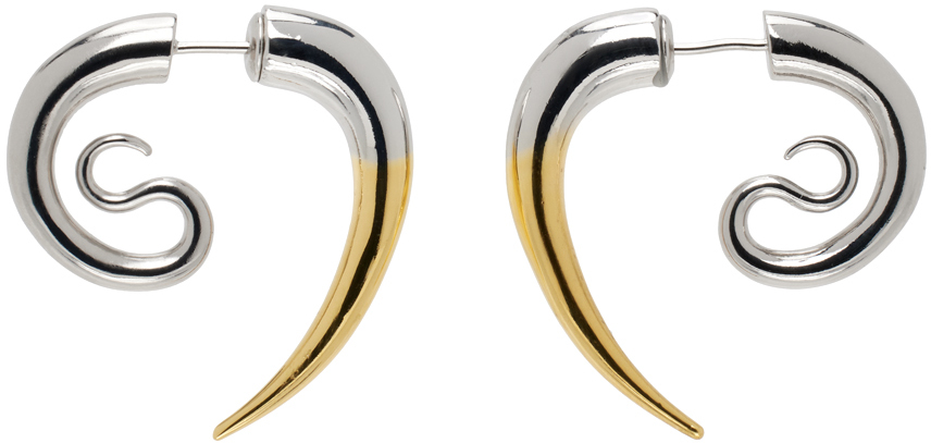 Panconesi Silver & Gold Spina Serpent Earrings In Metallic