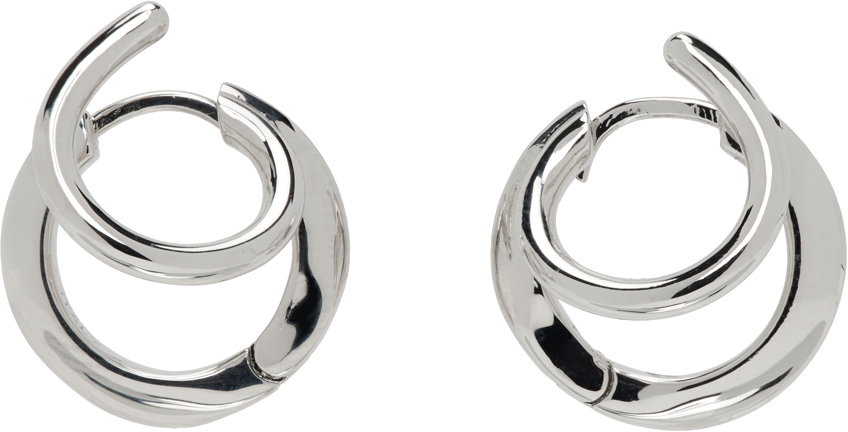 Panconesi Silver Stellar Hoop Earrings In Brass Silver