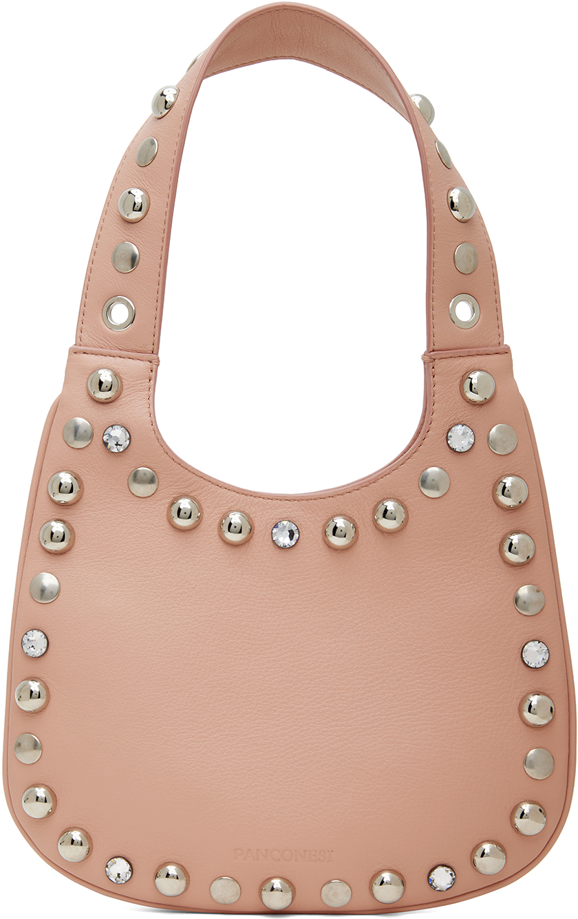 Shop Panconesi Pink Small Diamanti Saddle Bag In Leather Pink