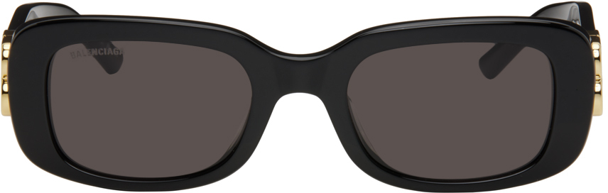 Balenciaga Black Everyday Rectangular Sunglasses In 001 Black
