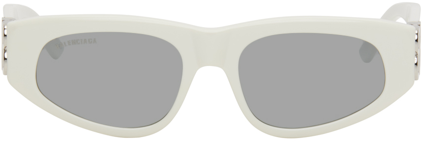 Balenciaga White Dynasty D-frame Sunglasses In 021 White