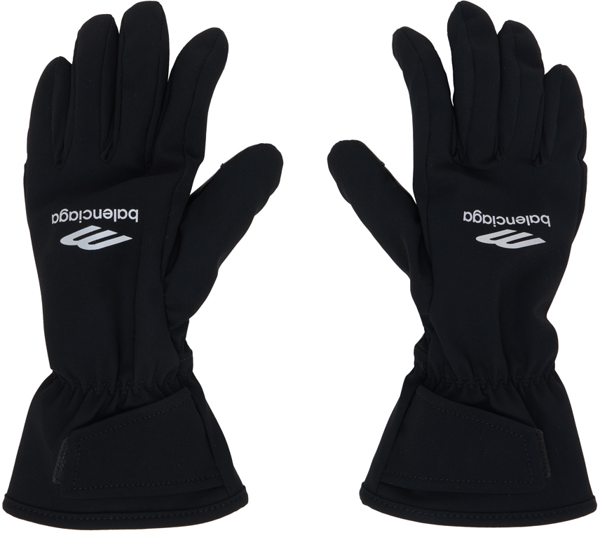 Shop Balenciaga Black Skiwear Gl Ski Gloves In 1000 Black