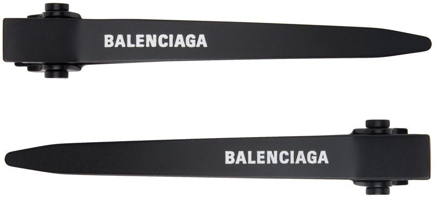 Shop Balenciaga Black Holli Professional Hair Clip Set In 1093 Matte Black/wh