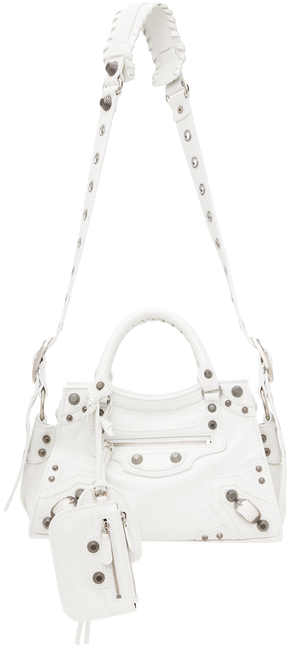 Shop Balenciaga White Xs Neo Cagole Bag In 9104 Optic White