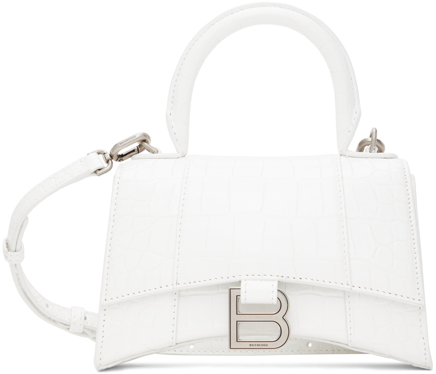Shop Balenciaga White Xs Hourglass Bag In 9001 Optic White