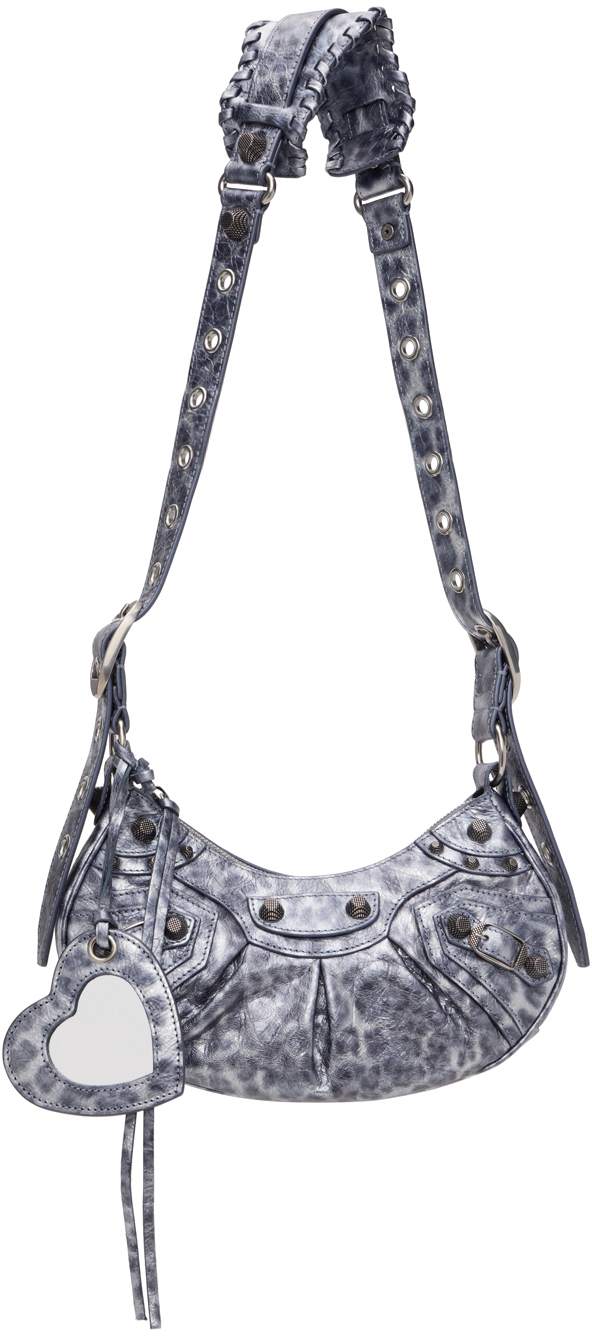 Shop Balenciaga Silver Xs 'le Cagole' Shoulder Bag In 1423 Dark Grey