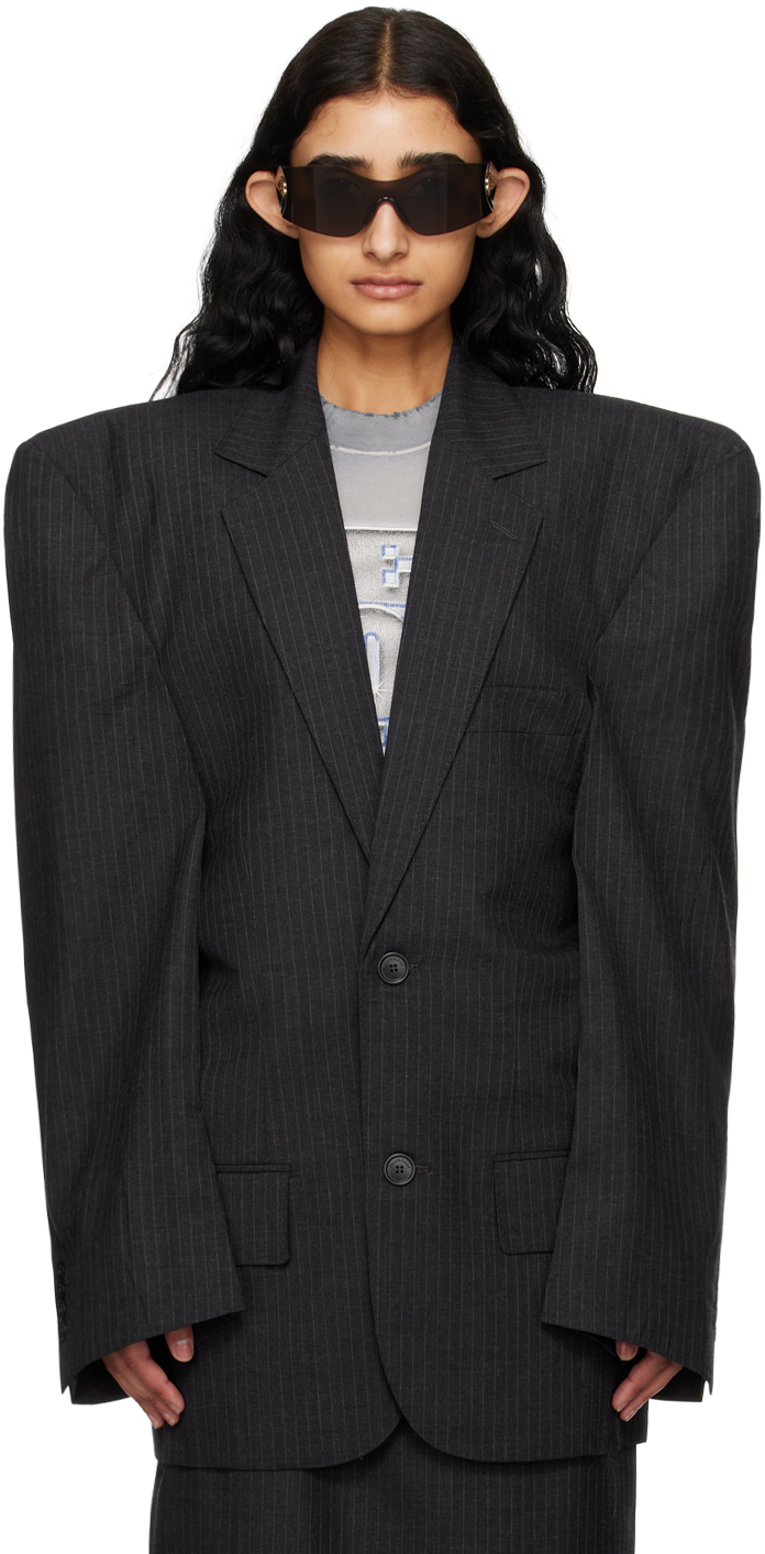 Gray Cut Away Blazer by Balenciaga on Sale