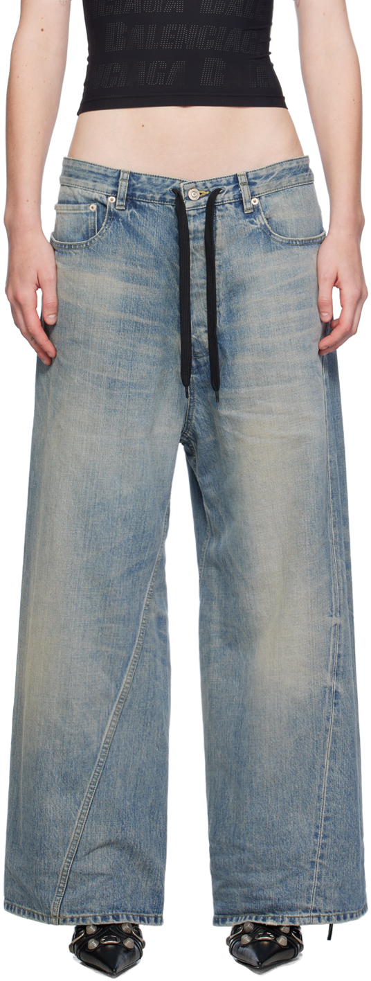 Shop Balenciaga Blue Oversized Baggy Jeans In 6379 Outback Blue