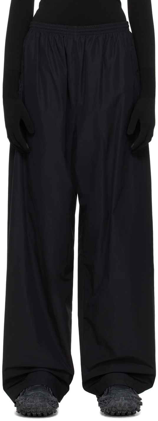 Shop Balenciaga Black Drawstring Track Pants In 1000 Black