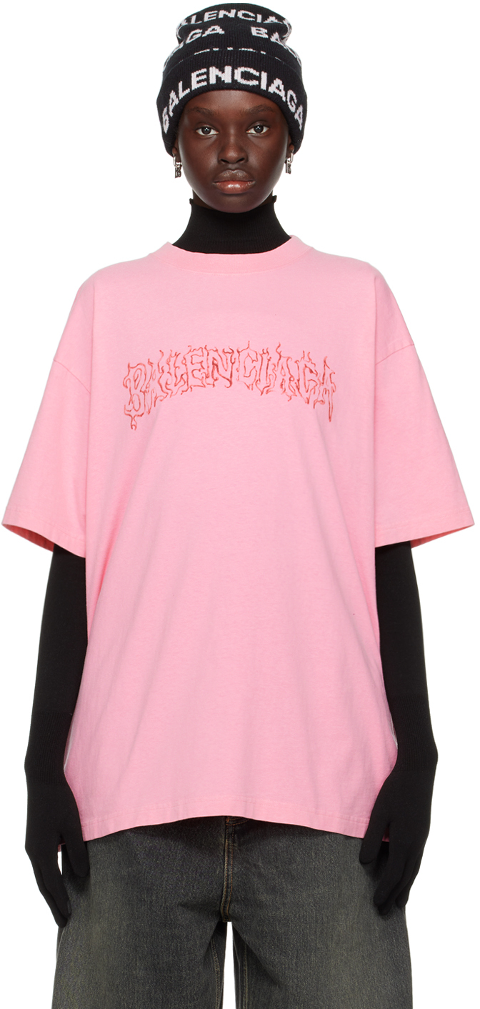 ピンク プリントTシャツ