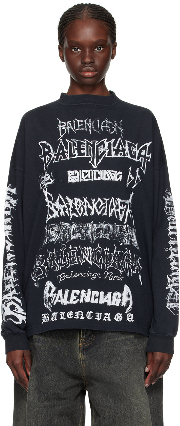 Balenciaga: Black DIY Metal Long Sleeve T-Shirt | SSENSE