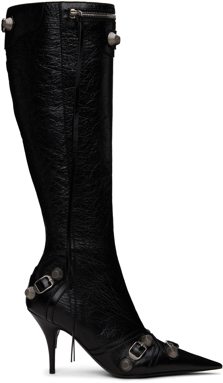 Shop Balenciaga Black Cagole 90mm Tall Boots In 1081 Black/black/cry