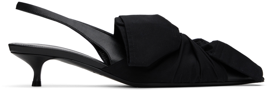 Shop Balenciaga Black Knife Chemise 40mm Slingback Heels In 1000 Black