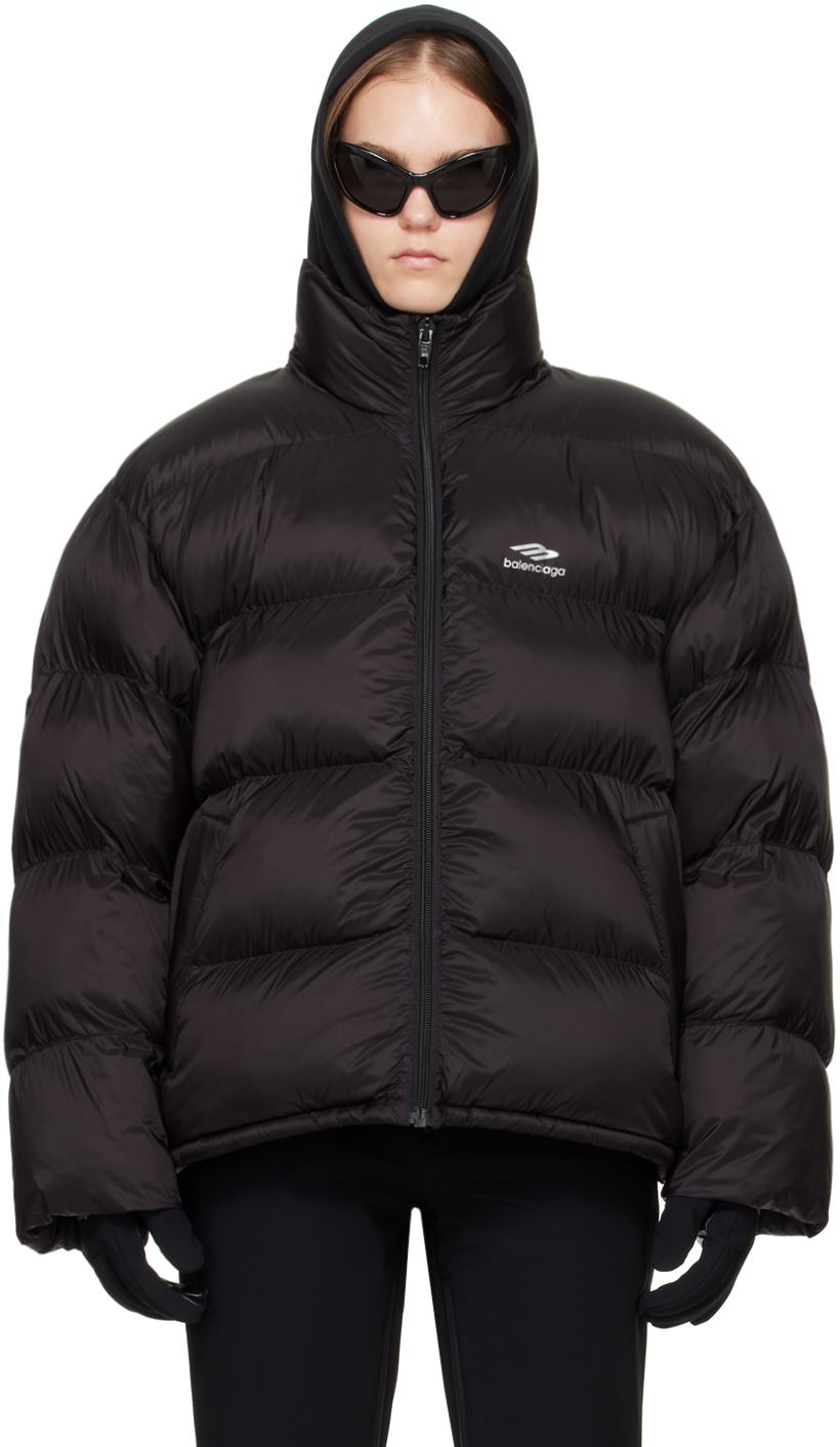 Shop Balenciaga Black 3b Sports Icon Puffer Jacket In 1000 Black