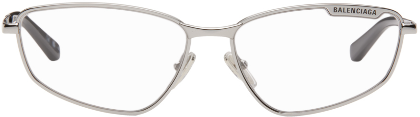 Balenciaga Silver Engraved Sunglasses In Ruthenium-ruthenium-