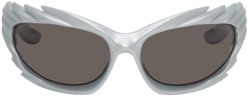 Balenciaga Silver Spike Sunglasses In Silver-silver-grey