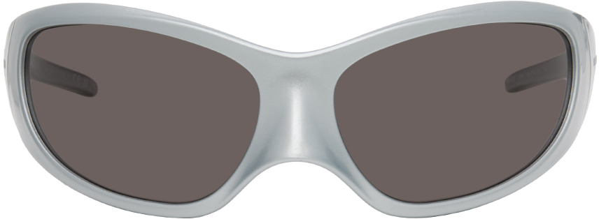 Balenciaga Silver Skin Xxl Sunglasses In Silver-silver-grey