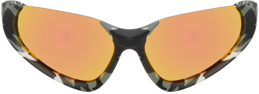 Balenciaga Charcoal Wrap-around Sunglasses in Gray