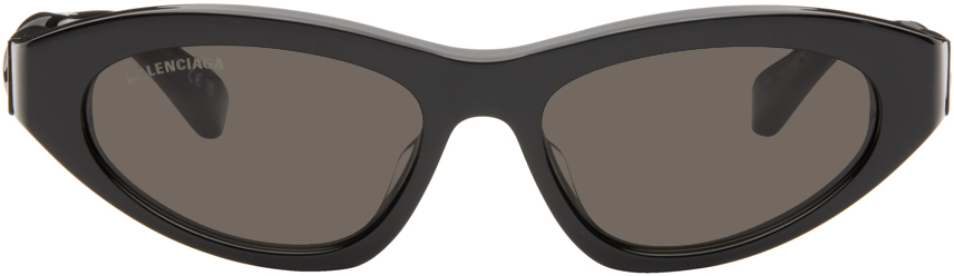 Balenciaga Black Twisted Sunglasses In Black-black-grey