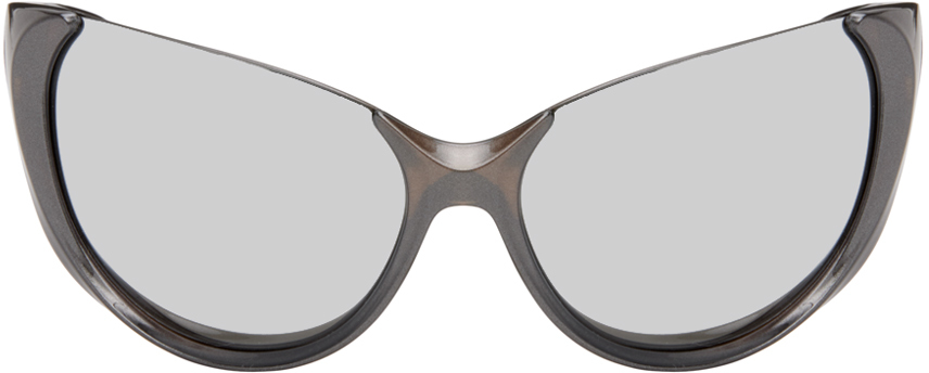 Balenciaga Gray Cat-eye Sunglasses In Silver-silver-silver
