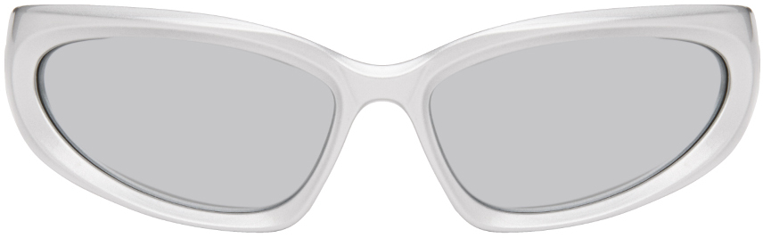 Balenciaga Silver Swift Sunglasses In Silver-silver-silver