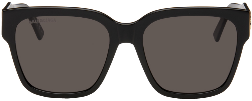 Balenciaga Black Square Sunglasses In Black-black-grey