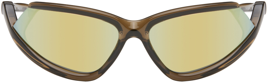 Shop Balenciaga Taupe Side Xpander Sunglasses In Brown-brown-yellow