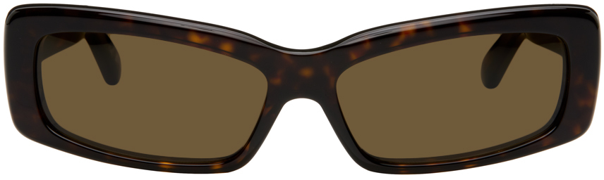 Shop Balenciaga Tortoiseshell Oversize Rectangle Sunglasses In Havana-havana-brown