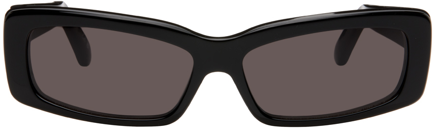 Balenciaga Black Oversize Rectangle Sunglasses In Black-black-grey
