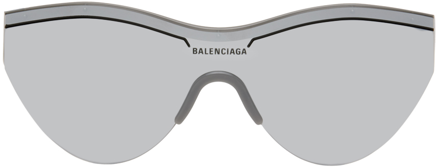 Balenciaga Gray Bat Sunglasses In Grey-grey-silver
