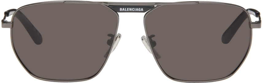 Balenciaga Gray Tag 2.0 Navigator Sunglasses In Grey-grey-grey