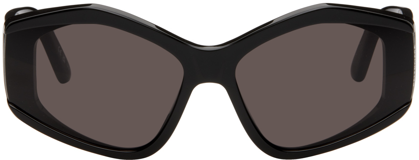 Balenciaga Black Geometric Sunglasses In Black-black-grey