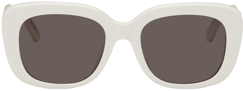 Balenciaga White Square Sunglasses In White-white-grey