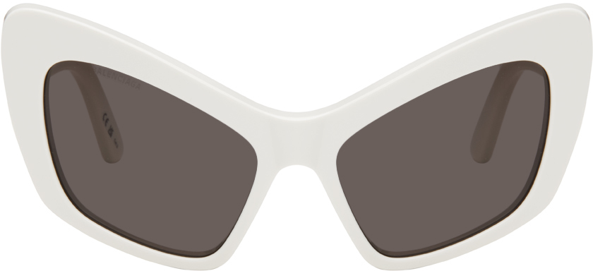 Balenciaga White Monaco Sunglasses In White-white-grey