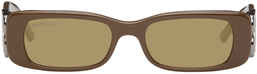 Balenciaga Brown Dynasty Sunglasses In Brown-ruthenium-bron