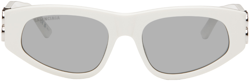 Balenciaga White Dynasty D-frame Sunglasses In White-silver-silver