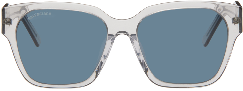 Balenciaga Gray Square Sunglasses In Grey-grey-blue