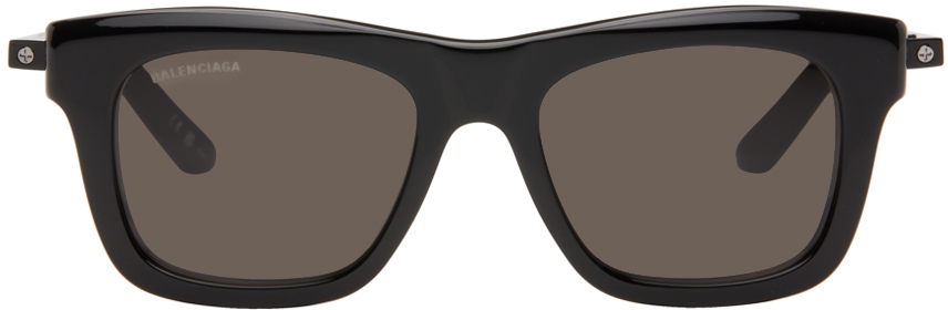 Balenciaga Black Square Sunglasses In Black-black-grey