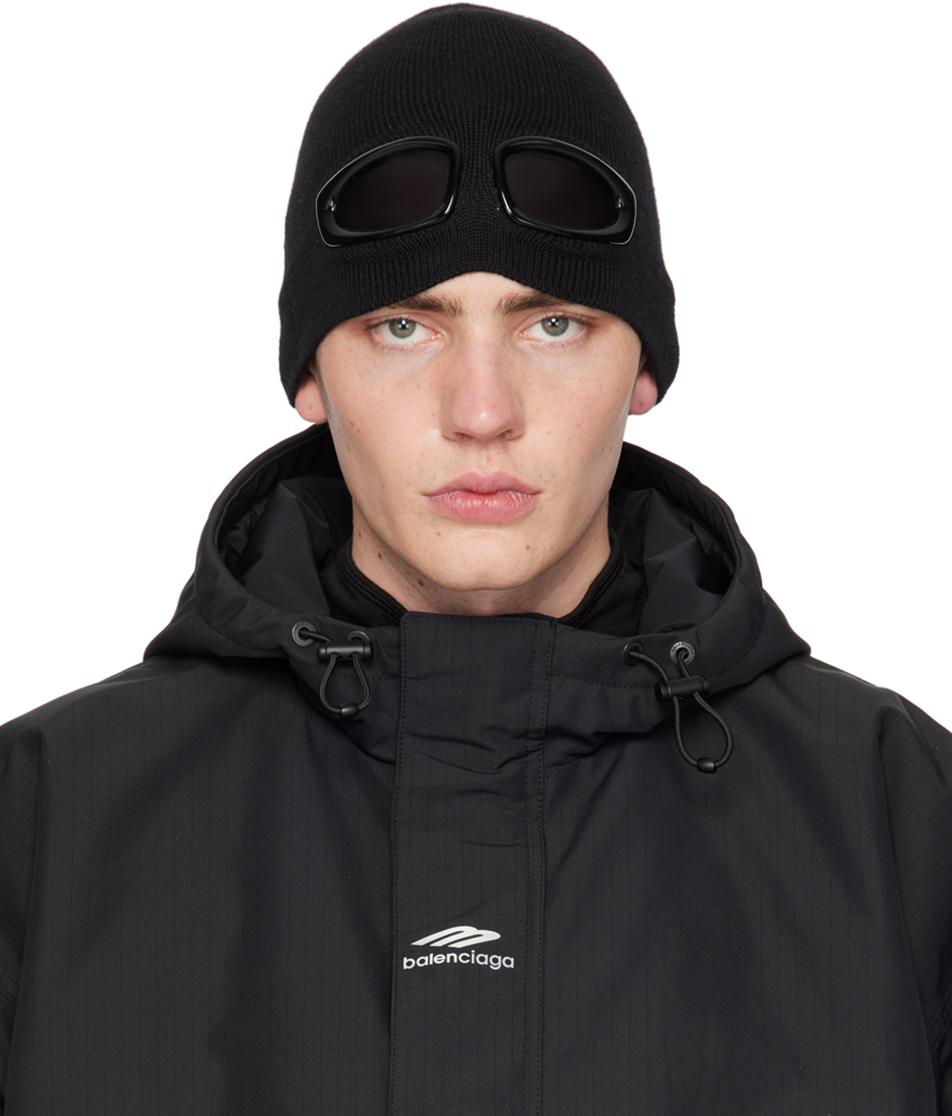 Balenciaga 3b Sports Icon Goggle Beanie Hat In Black